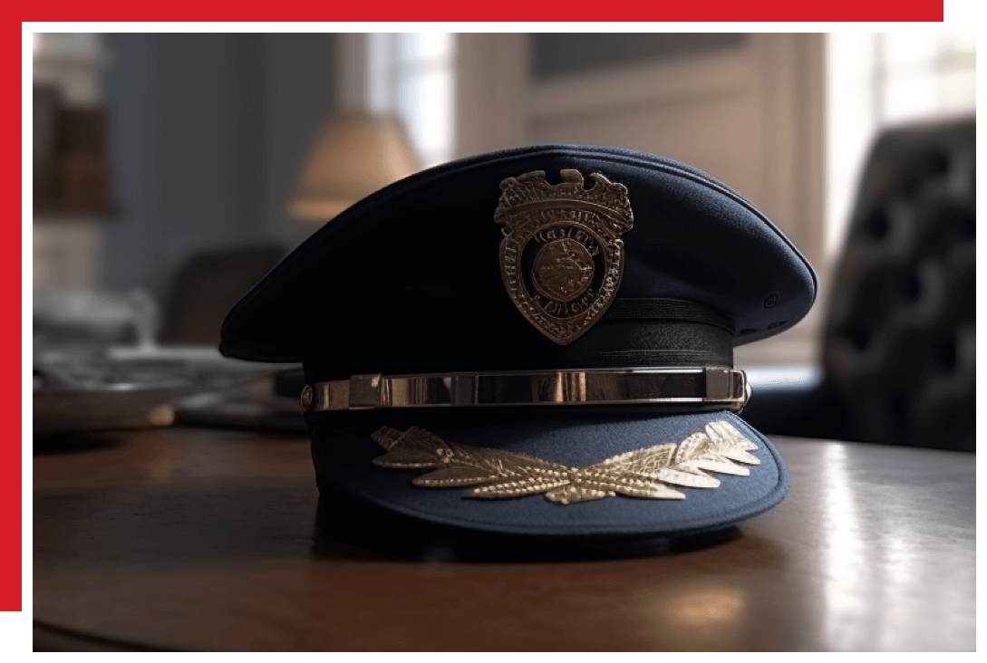 Police Chief hat sitting on a desk